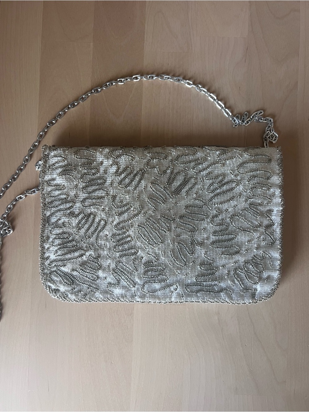 Vintage Cream Beaded Chain Shoulder Bag